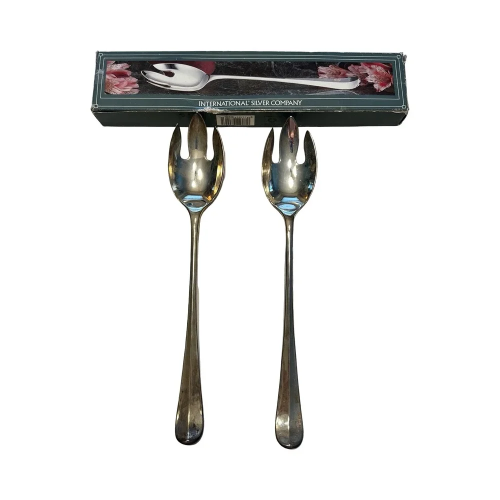 International Silver Company Silverplated Serving‎ Fork Set 2pc 13in